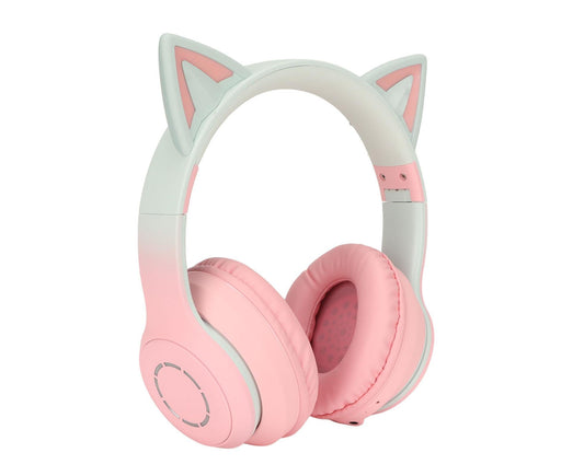 Cat Ear Bluetooth Gaming Headphones Wireless Foldable Music Headset with LED Light Detachable Microphone V1263-JX-133