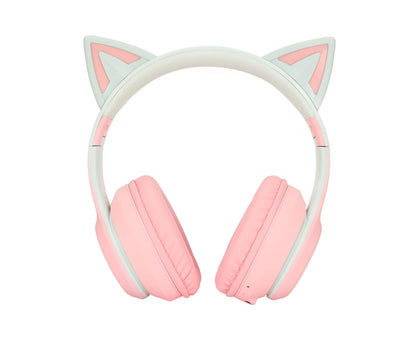 Cat Ear Bluetooth Gaming Headphones Wireless Foldable Music Headset with LED Light Detachable Microphone V1263-JX-133