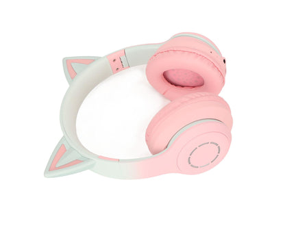 Cat Ear Bluetooth Gaming Headphones Wireless Foldable Music Headset with LED Light Detachable Microphone V1263-JX-133