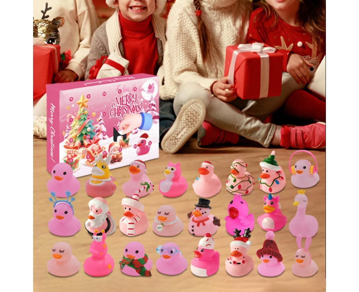 Christmas Advent Calendar 24Days Countdown Rubber Ducks Xmas Toys-Pink V1263-JX-1335
