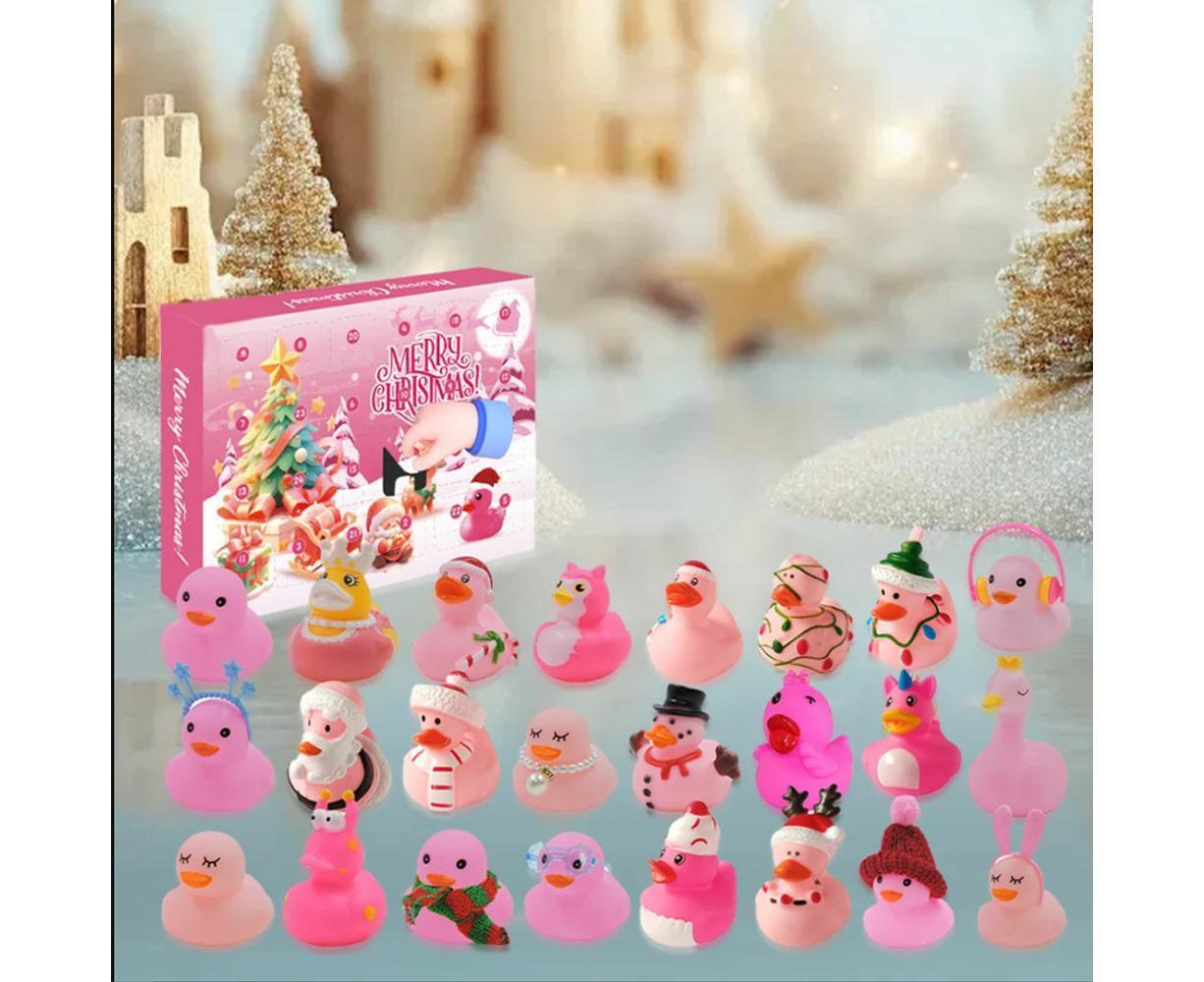Christmas Advent Calendar 24Days Countdown Rubber Ducks Xmas Toys-Pink V1263-JX-1335