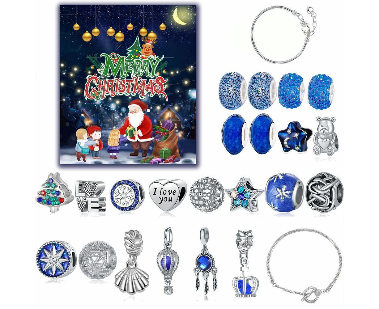 Christmas Advent Calendar DIY Bracelet Charm 24 Days Countdown Calendar Box V1263-JX-1336