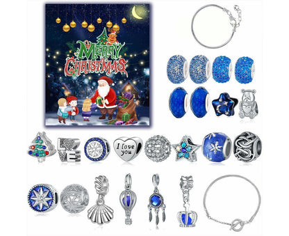 Christmas Advent Calendar DIY Bracelet Charm 24 Days Countdown Calendar Box V1263-JX-1336