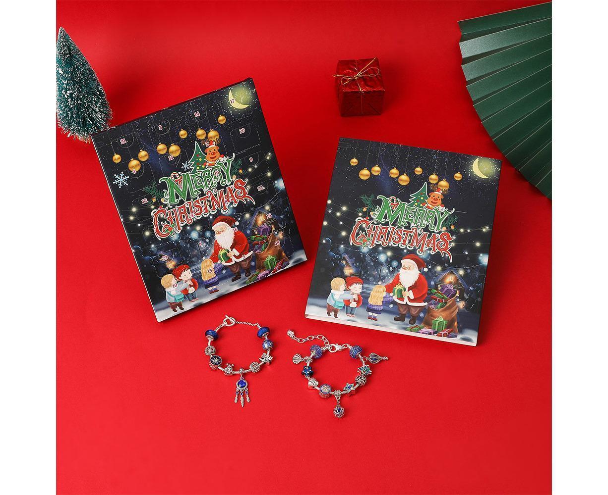 Christmas Advent Calendar DIY Bracelet Charm 24 Days Countdown Calendar Box V1263-JX-1336