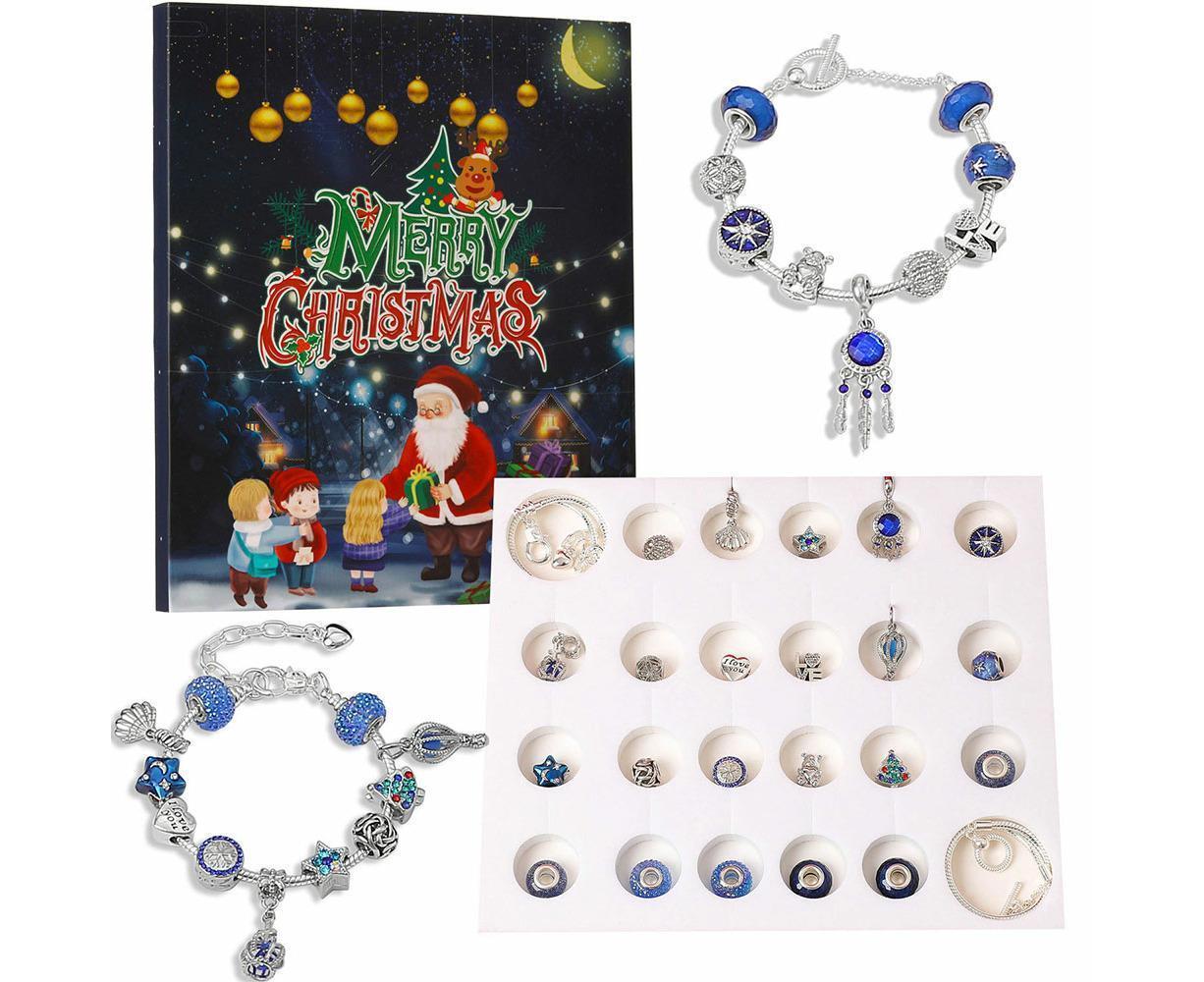 Christmas Advent Calendar DIY Bracelet Charm 24 Days Countdown Calendar Box V1263-JX-1336