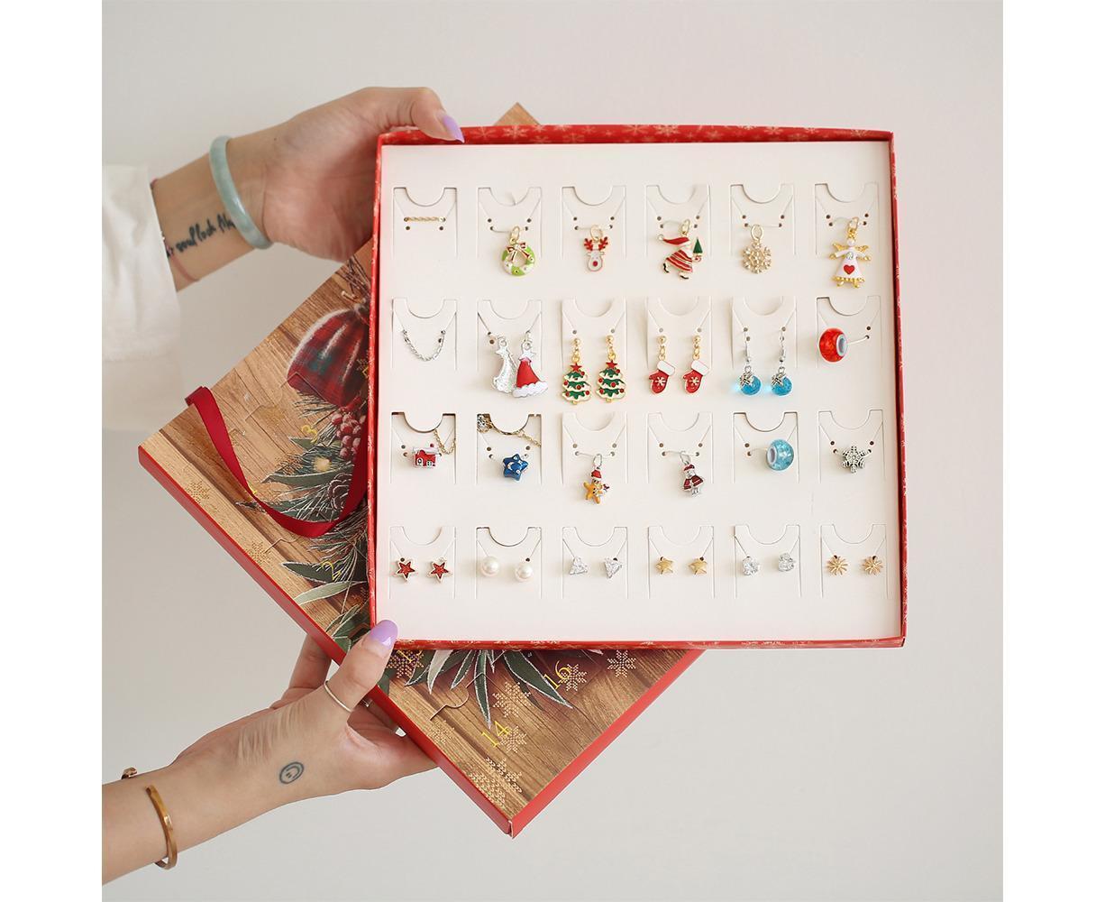 Christmas Necklace Stud Earrings Countdown Calendar V1263-JX-1344