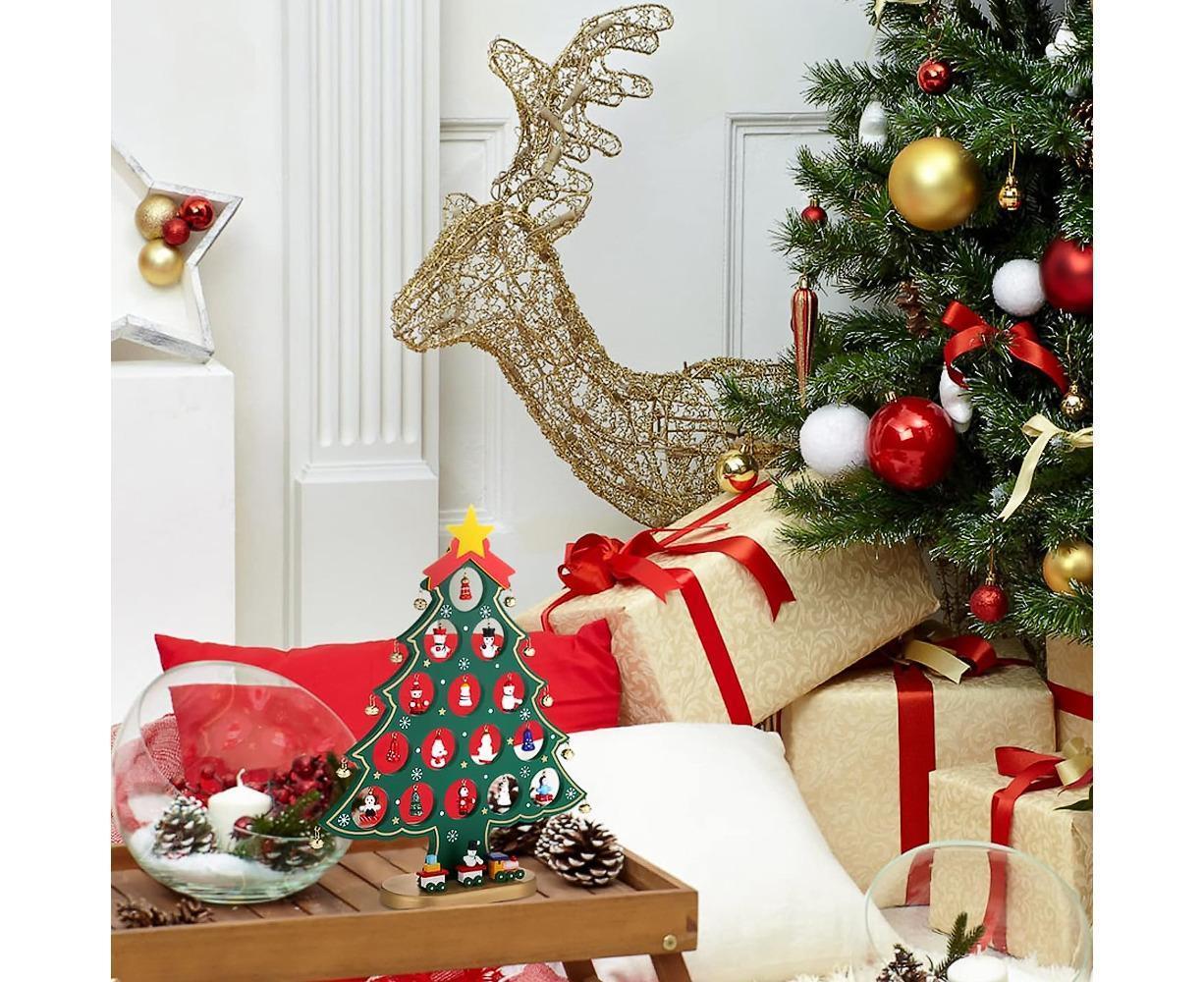 Christmas Tree Advent Calendar 24 Days Countdown to Christmas Tabletop Wooden Advent Calendar Tree V1263-JX-1345
