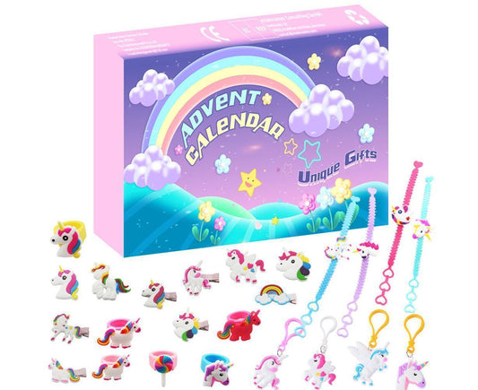 Christmas Countdown Calendar 24Pcs Hair Accessories Cartoon Hair Clips Bracelets Christmas Advent Calendar V1263-JX-1353