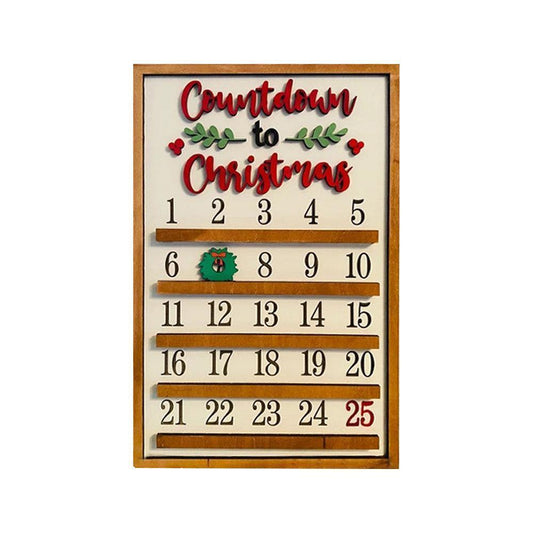 25 Days Wooden Hanging Christmas Advent Countdown Calendar V1263-JX-1355