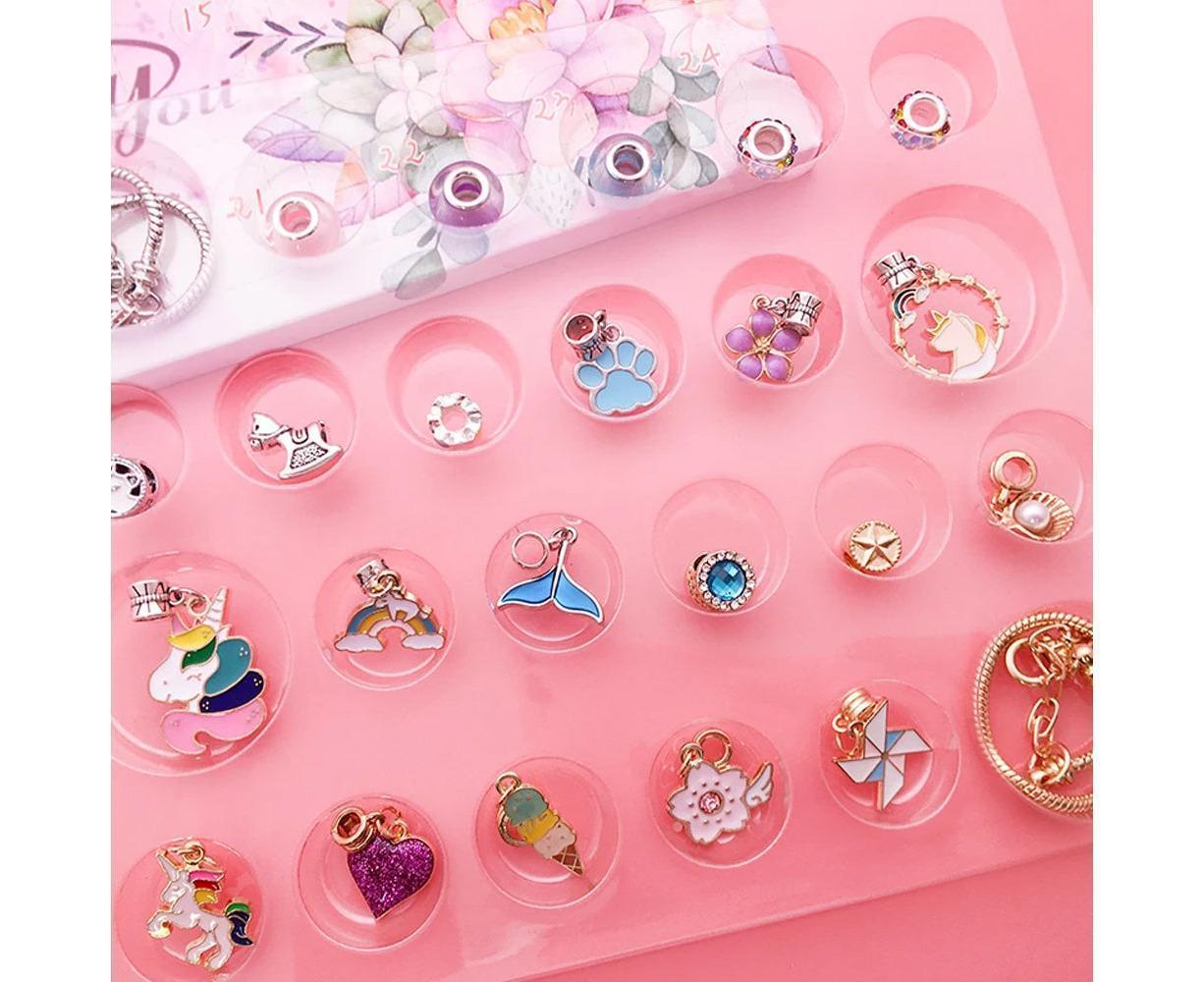 24pcs DIY Christmas Bracelet Advent Calendar Unicorn Christmas Charm Bracelet Set V1263-JX-1357