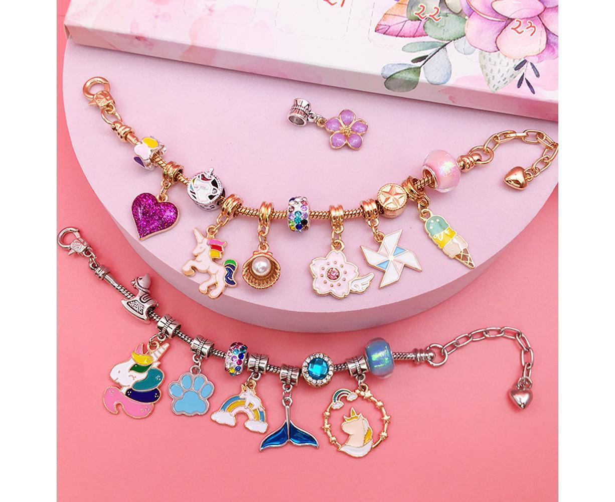 24pcs DIY Christmas Bracelet Advent Calendar Unicorn Christmas Charm Bracelet Set V1263-JX-1357