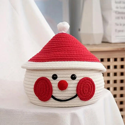 Cartoon Snowman Storage Basket Desktop Basket With Lids Organizing Basket Xmas Decor V1263-JX-1360