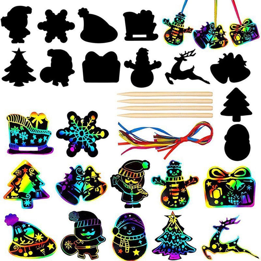 Rainbow Scratch Art Kit Christmas Scratch Off Cards Paper Set V1263-JX-1380