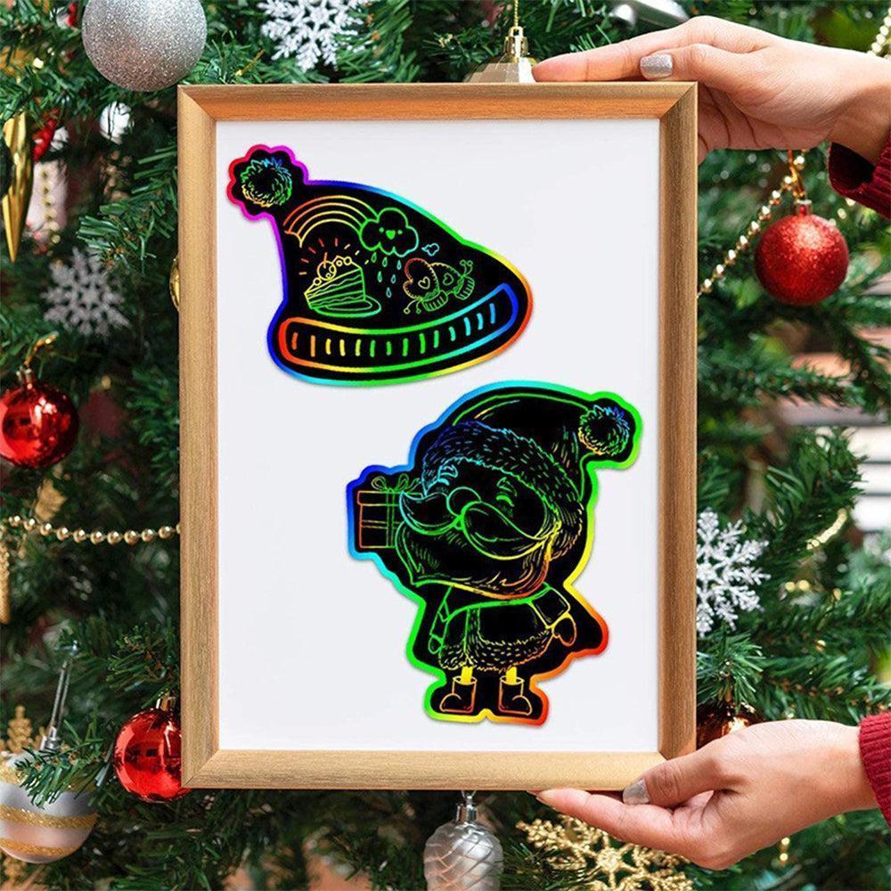 Rainbow Scratch Art Kit Christmas Scratch Off Cards Paper Set V1263-JX-1380