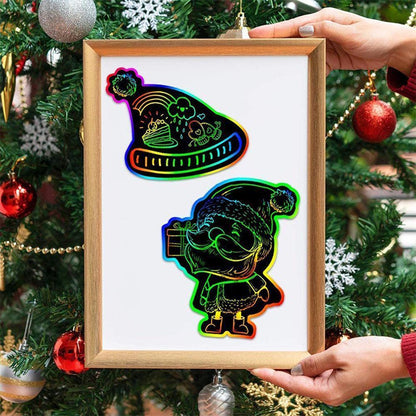 Rainbow Scratch Art Kit Christmas Scratch Off Cards Paper Set V1263-JX-1380