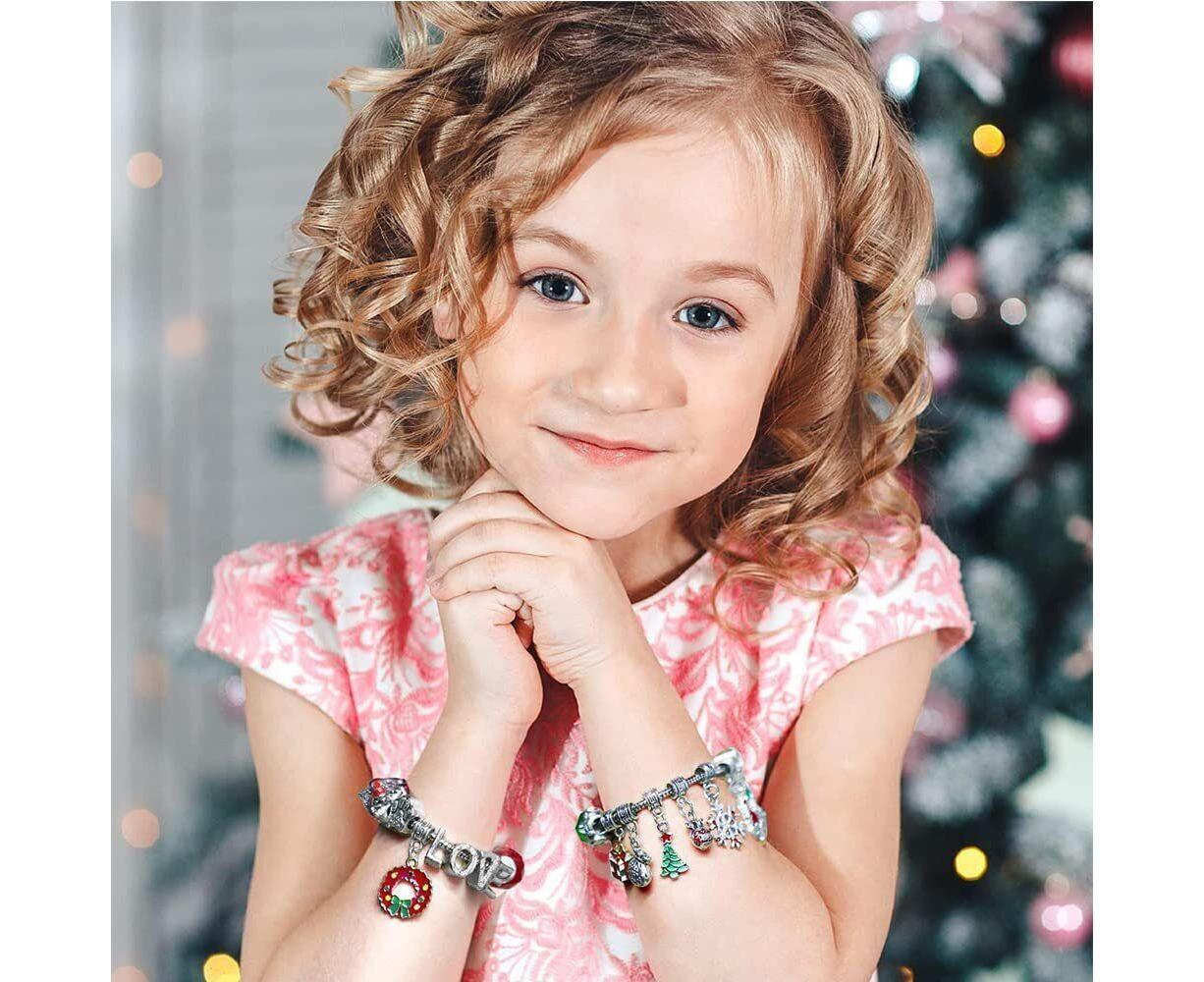 24Pcs Xmas Advent Calendar Christmas Countdown Calendar DIY Charm Bracelet Making Kit Gift V1263-JX-1381