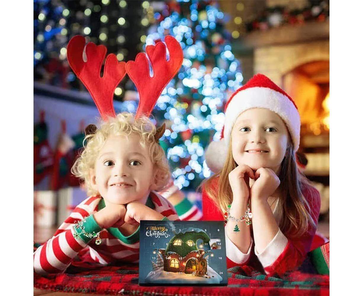 24Pcs Xmas Advent Calendar Christmas Countdown Calendar DIY Charm Bracelet Making Kit Gift V1263-JX-1381