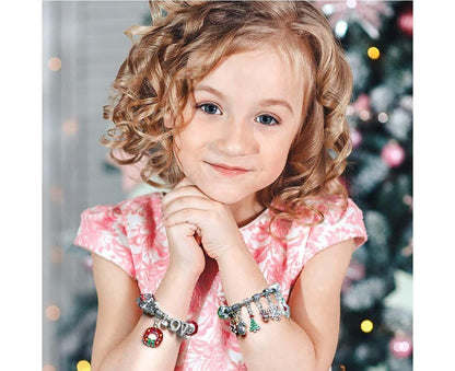 24Pcs Santa Tree Advent Calendar Christmas Countdown Calendar DIY Charm Bracelet Making Kit Gift V1263-JX-1382