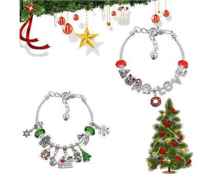 24Pcs Santa Tree Advent Calendar Christmas Countdown Calendar DIY Charm Bracelet Making Kit Gift V1263-JX-1382