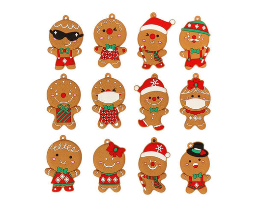 12Pcs Gingerbread Man Christmas Tree Hanging Pendants Cute Christmas Party Ornaments V1263-JX-1383