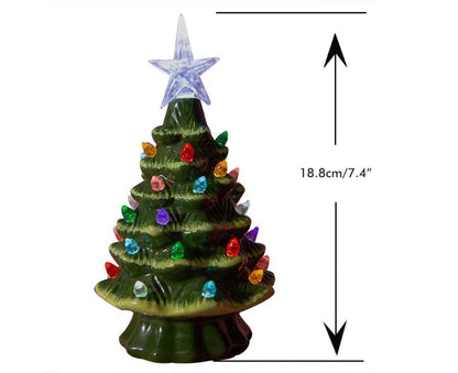 18.8cm Lighted Ceramic Christmas Tree Christmas Tabletop Decorations Christmas Lights V1263-JX-1384