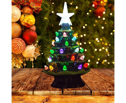 18.8cm Lighted Ceramic Christmas Tree Christmas Tabletop Decorations Christmas Lights V1263-JX-1384