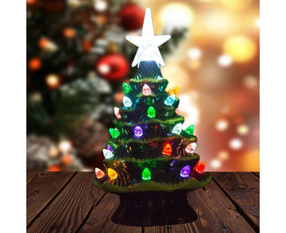18.8cm Lighted Ceramic Christmas Tree Christmas Tabletop Decorations Christmas Lights V1263-JX-1384