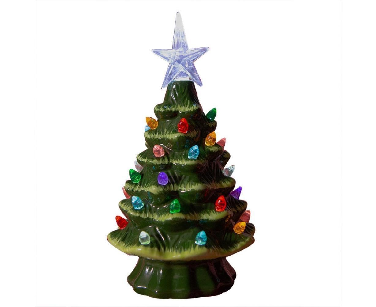 18.8cm Lighted Ceramic Christmas Tree Christmas Tabletop Decorations Christmas Lights V1263-JX-1384