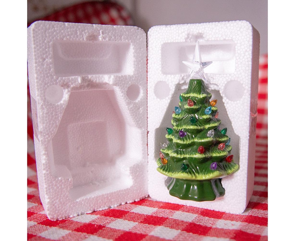 18.8cm Lighted Ceramic Christmas Tree Christmas Tabletop Decorations Christmas Lights V1263-JX-1384