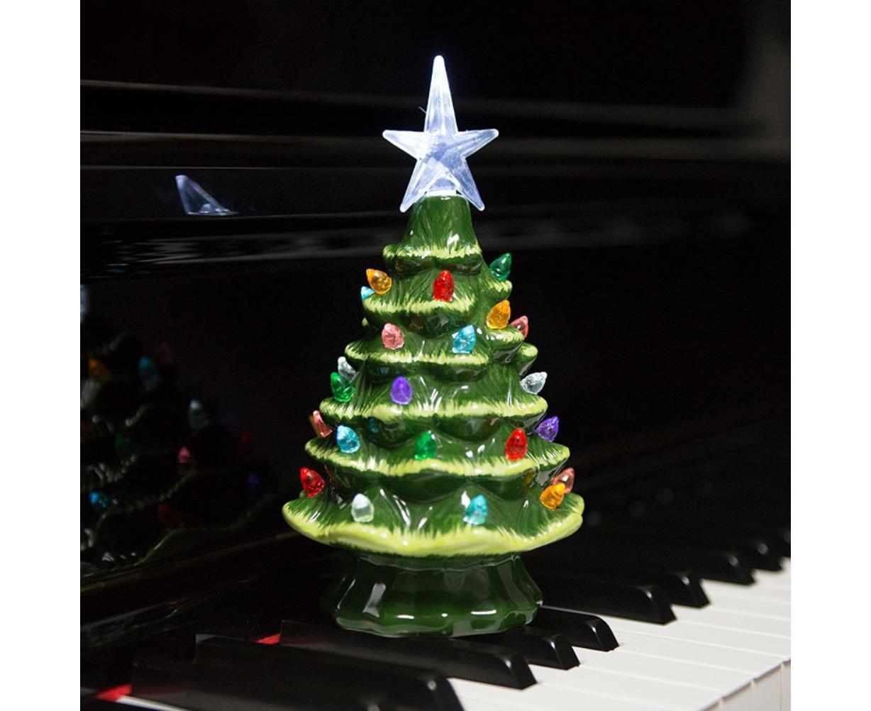 18.8cm Lighted Ceramic Christmas Tree Christmas Tabletop Decorations Christmas Lights V1263-JX-1384