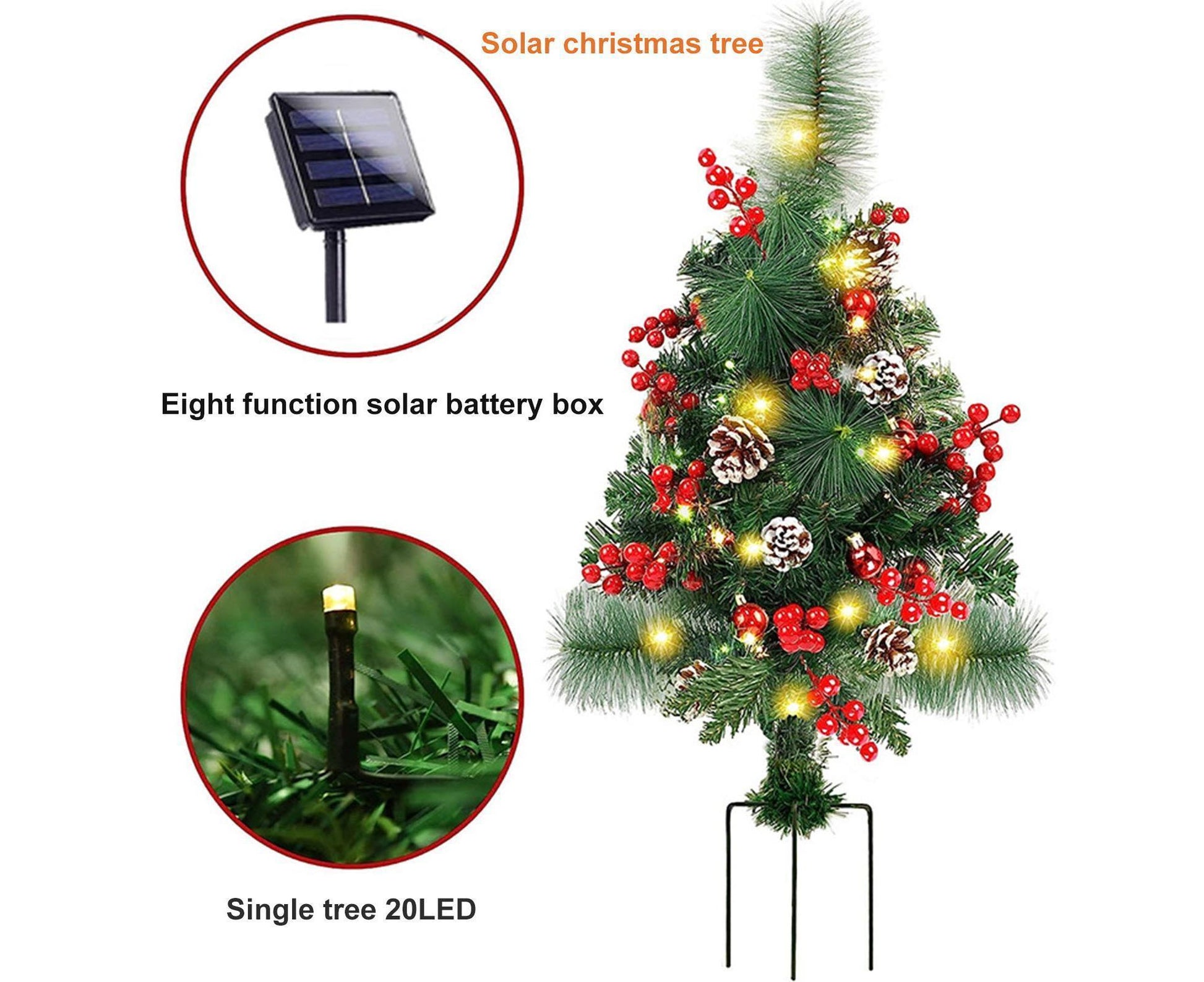 Solar Christmas Tree Garden Stake Lights Outdoor Christmas Tree Lighted Yard Decorations V1263-JX-1388