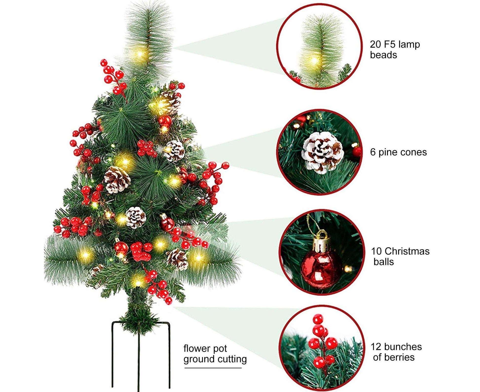 Solar Christmas Tree Garden Stake Lights Outdoor Christmas Tree Lighted Yard Decorations V1263-JX-1388