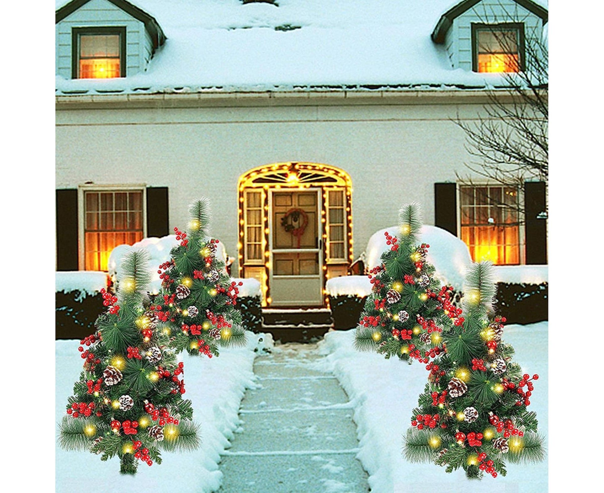 Solar Christmas Tree Garden Stake Lights Outdoor Christmas Tree Lighted Yard Decorations V1263-JX-1388