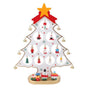 Funny Desktop Wooden Christmas Tree Decor Set with 10 Mini Ornaments - White V1263-JX-1390