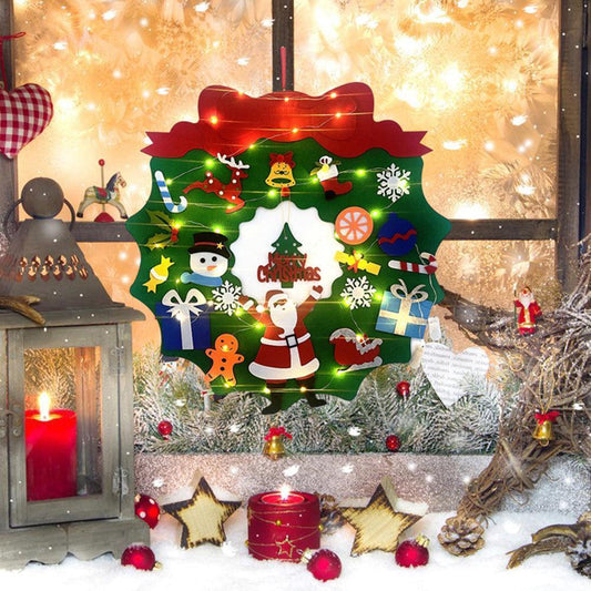 DIY Felt Christmas Wreath Wall Hanging Decor - Without light V1263-JX-1394