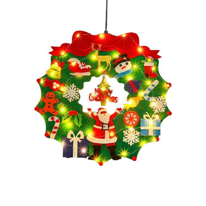 DIY Felt Christmas Wreath Wall Hanging Decor - Without light V1263-JX-1394