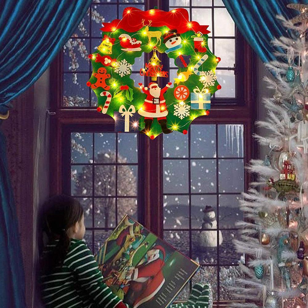 DIY Felt Christmas Wreath Wall Hanging Decor - Without light V1263-JX-1394