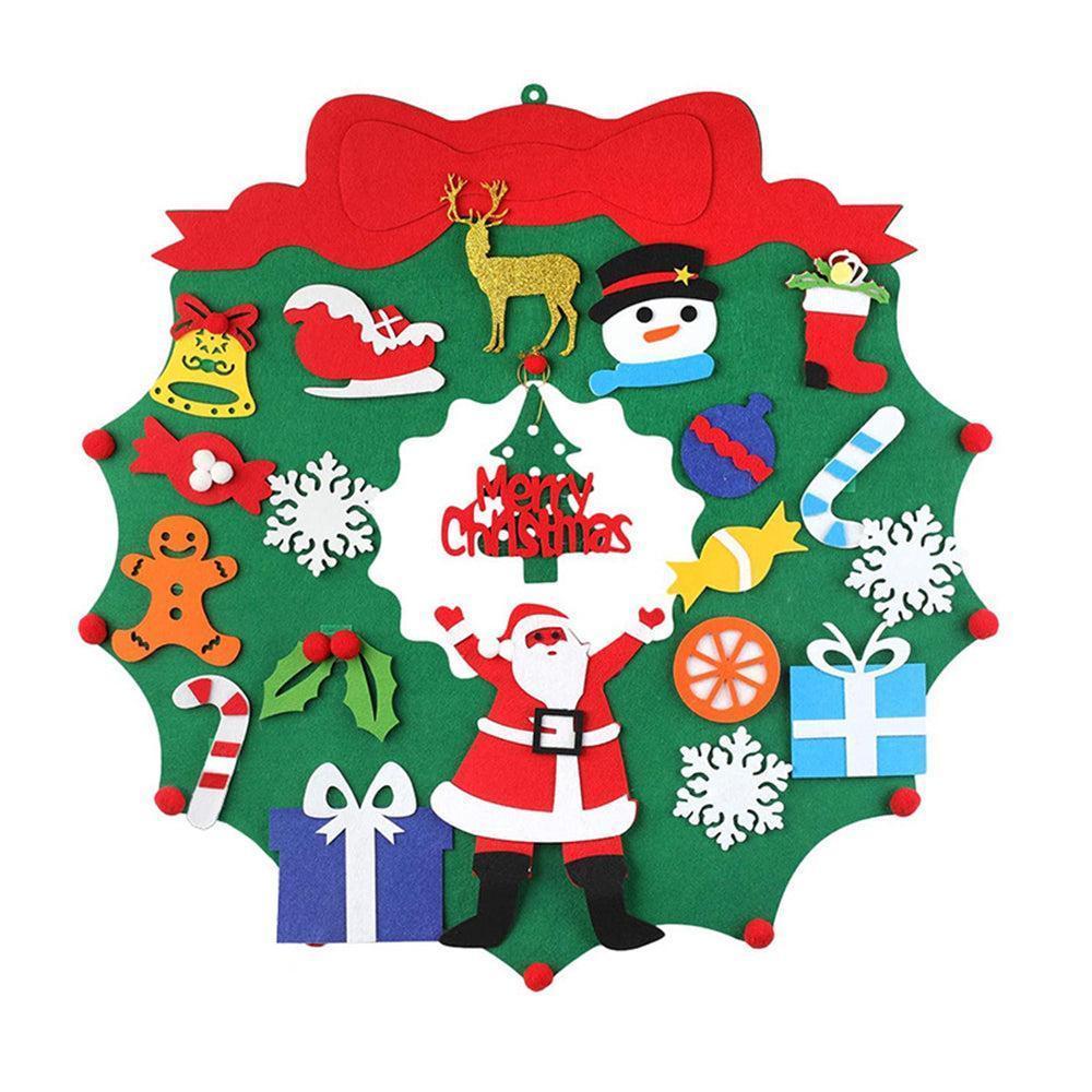 DIY Felt Christmas Wreath Wall Hanging Decor - Without light V1263-JX-1394