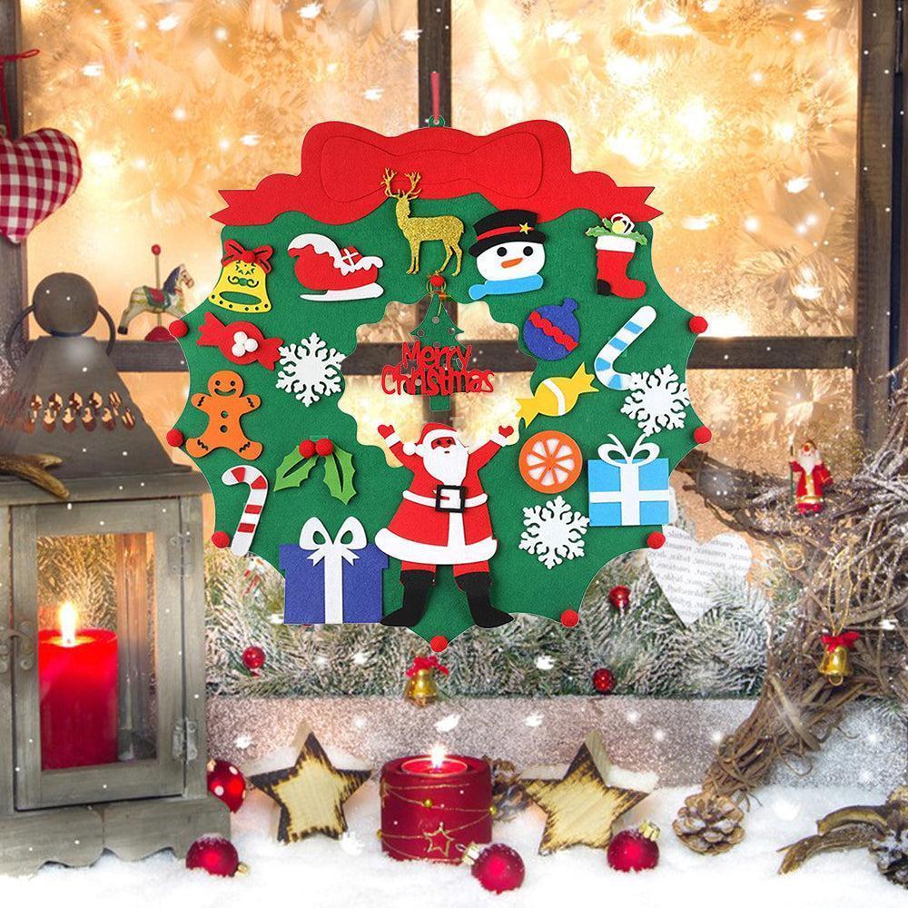 DIY Felt Christmas Wreath Wall Hanging Decor - Without light V1263-JX-1394