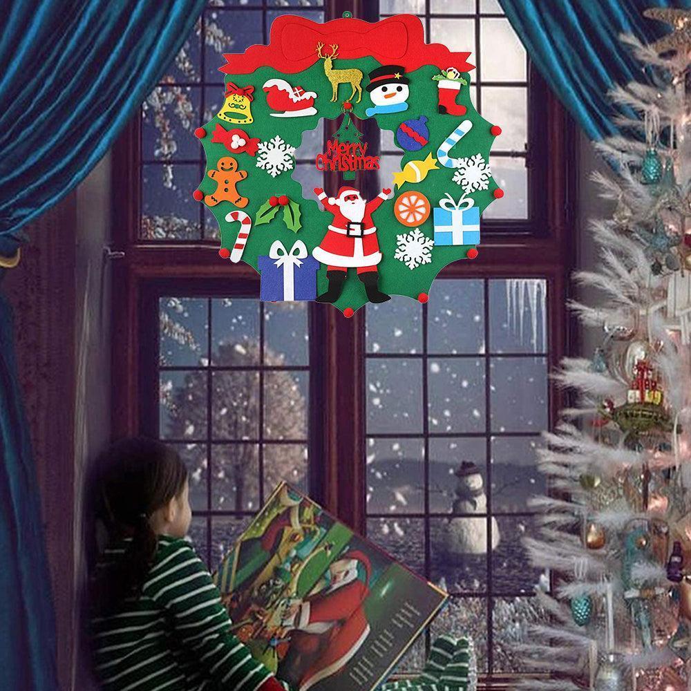 DIY Felt Christmas Wreath Wall Hanging Decor - Without light V1263-JX-1394