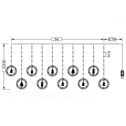 3 Meters USB Powered LED Christmas Decor Round Light Hanging Ornament Light V1263-JX-1395