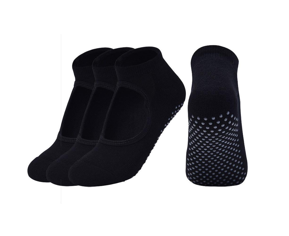 3 Pack Non Slip Grip Yoga Socks for Pilates, Barre, Home-Black V1263-JX-1396
