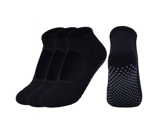 3 Pack Non Slip Grip Yoga Socks for Pilates, Barre, Home-Black V1263-JX-1396
