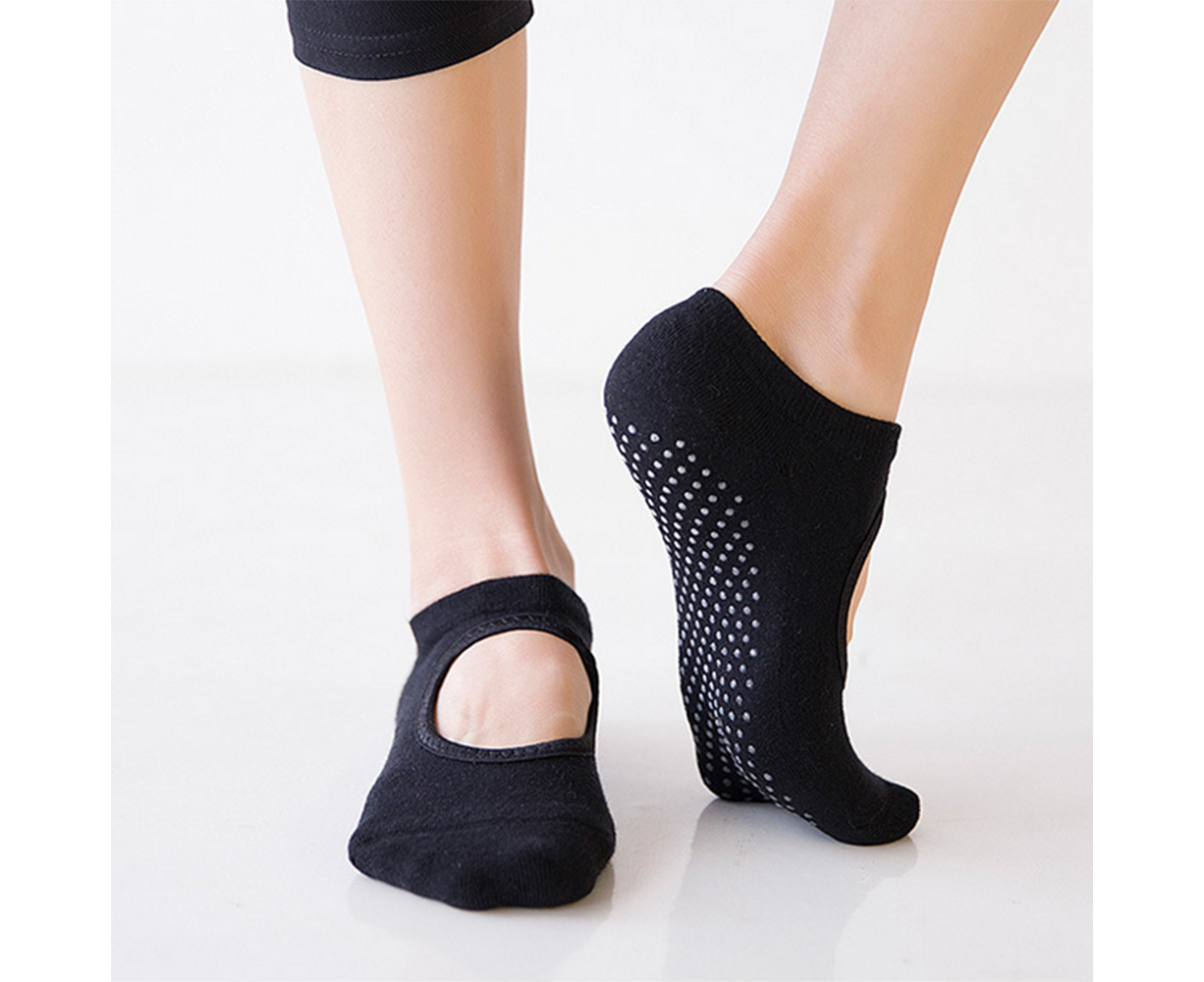 3 Pack Non Slip Grip Yoga Socks for Pilates, Barre, Home-Black V1263-JX-1396