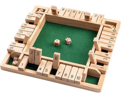 Wooden Board Game, 4 Players Shut The Box Dice Game Mathematics Traditional Pub Board Dice Game Travel board V1263-JX-1400