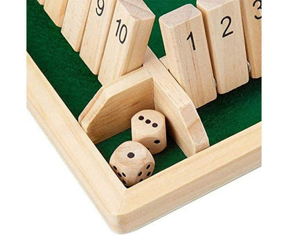 Wooden Board Game, 4 Players Shut The Box Dice Game Mathematics Traditional Pub Board Dice Game Travel board V1263-JX-1400