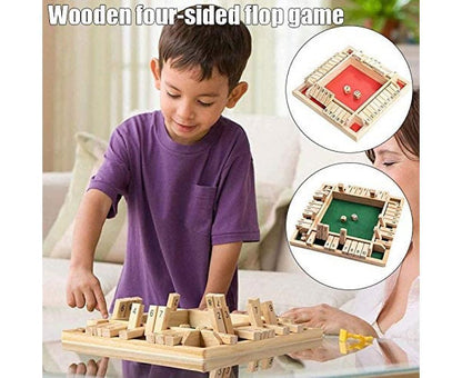 Wooden Board Game, 4 Players Shut The Box Dice Game Mathematics Traditional Pub Board Dice Game Travel board V1263-JX-1400