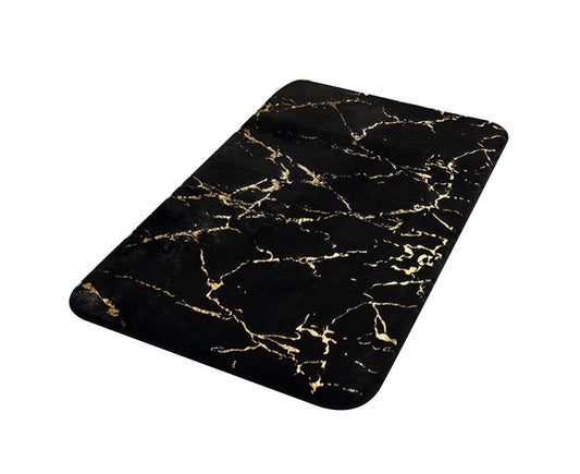Floor Mat Anti-slip Water Absorbent Polyester Rectangular Door Carpet Cushion for Daily Use-Black 50*80cm V1263-JX-1420