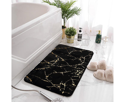 Floor Mat Anti-slip Water Absorbent Polyester Rectangular Door Carpet Cushion for Daily Use-Black 50*80cm V1263-JX-1420