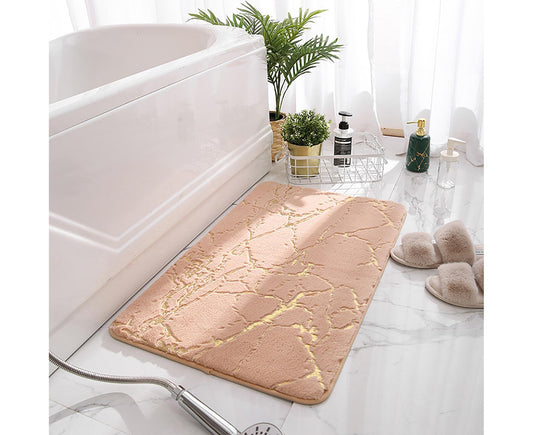 Floor Mat Anti-slip Water Absorbent Polyester Rectangular Door Carpet Cushion for Daily Use-Camel 50*80cm V1263-JX-1421